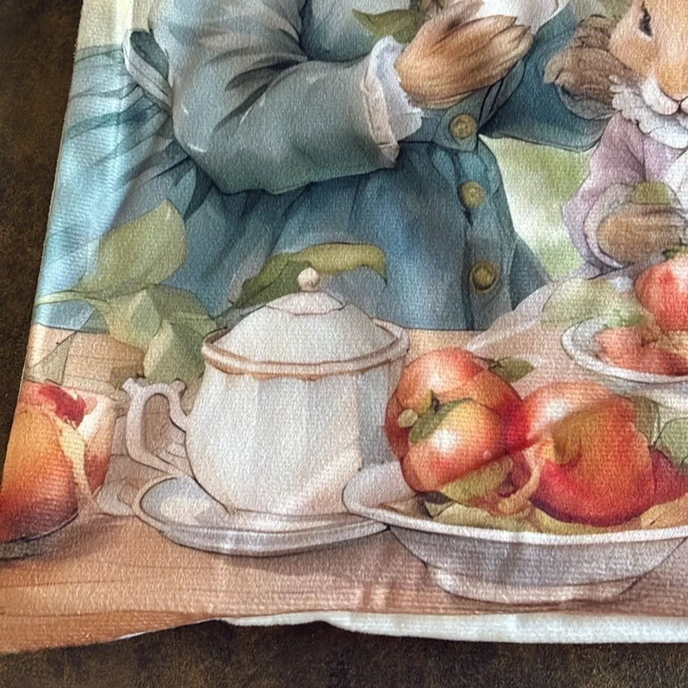 NWT Beatrix Potter Peter rabbit inspired tea time throw pillow cover nursery OS